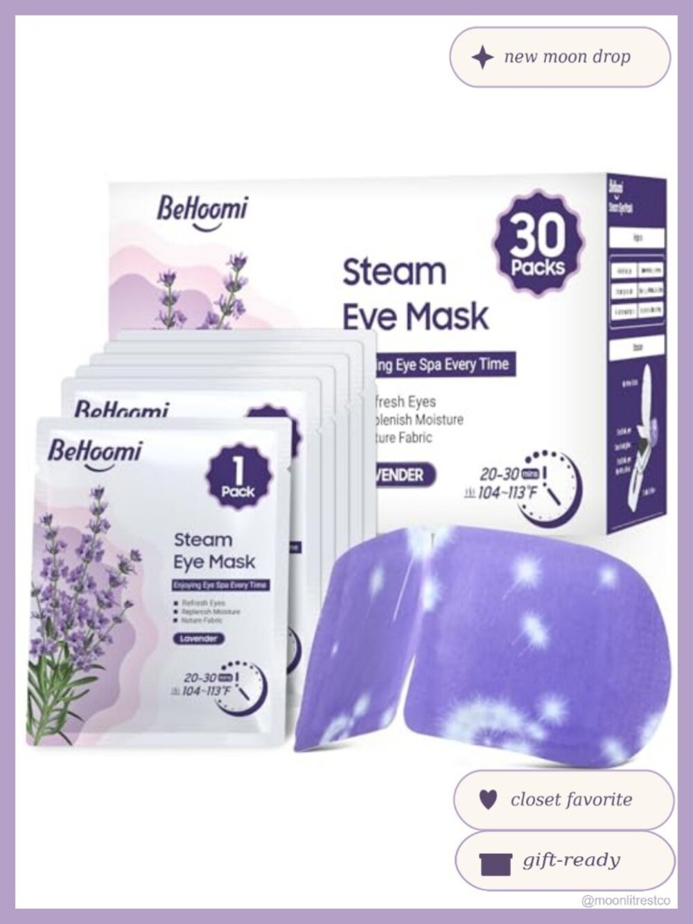 Steam Eye Mask 30 Pack Heated Moist Warm Compress Lavender